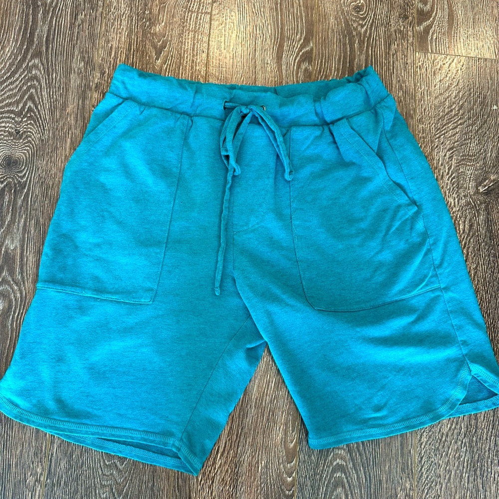 GOODLIFE Stretch Cotton Micro Terry Drawstring Shorts - Enamel Blur size Small